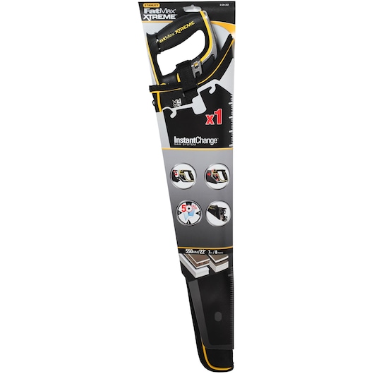 STANLEY 0-20-257 handsaw FatMax Xtreme, front angle, in packaging, black and yellow design