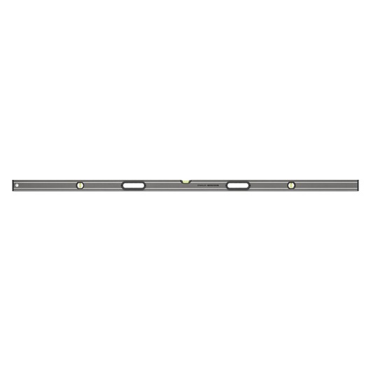 Photo of STANLEY 0-43-672 spirit level, silver finish, three bubble vials, top view, hand holes, for precise leveling.