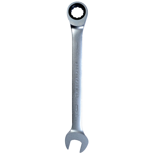 STANLEY 1-17-371 combination wrench silver finish, box end and open end, top-down view on white background.