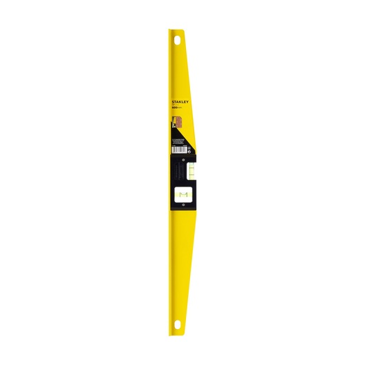 STANLEY 1-42-804 yellow spirit level, 600mm, photography, side view on white background.