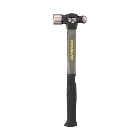 STANLEY 1-54-724 graphite ball peen hammer, black and silver, front view, with textured grip handle.