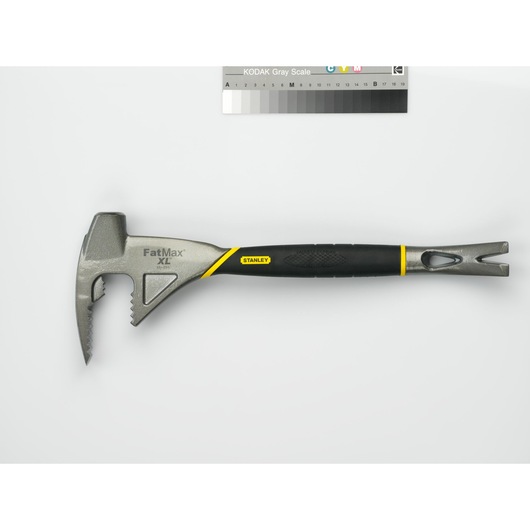 Stanley FatMax XL multi-purpose hammer tool with black and yellow handle, shown on a white background.