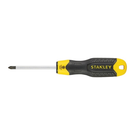 Photo of STANLEY 1-64-955 Phillips screwdriver with black and yellow handle, product shown from side on white background.