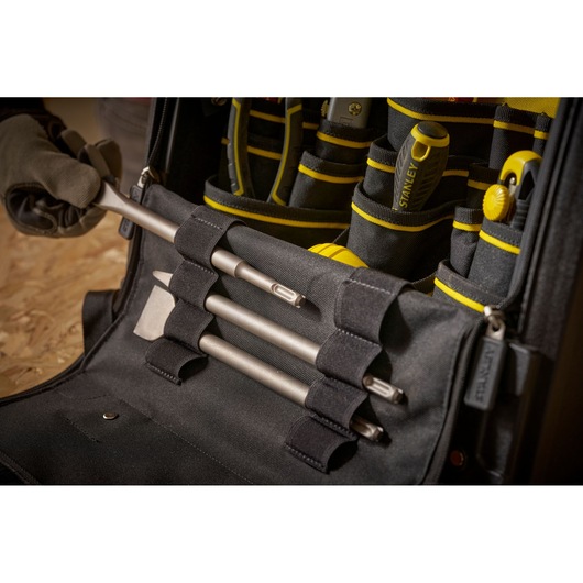 Stanley 1-94-231 photography of tool bag interior with organized hand tools and accessories.