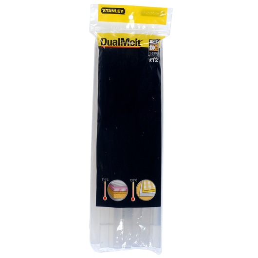 Stanley DualMelt glue sticks pack in clear packaging for use with hot glue guns.