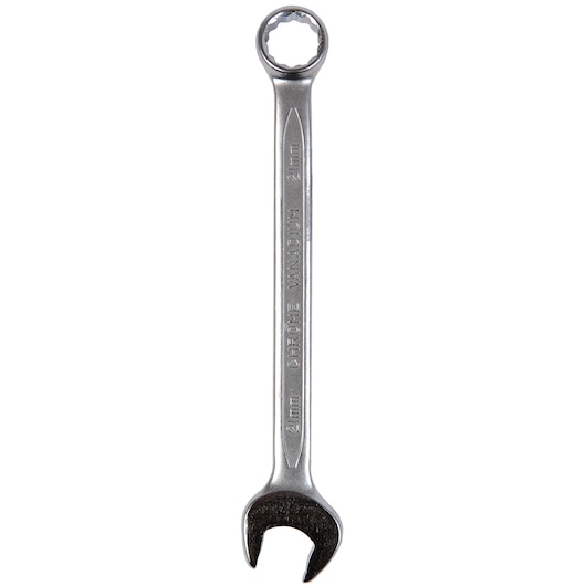 STANLEY 4-87-081 combination wrench, 21mm, silver, front angle, hand tool photography.