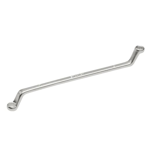 STANLEY 4-87-802 double box-end wrench, silver finish, angled ends, product side view on white background.