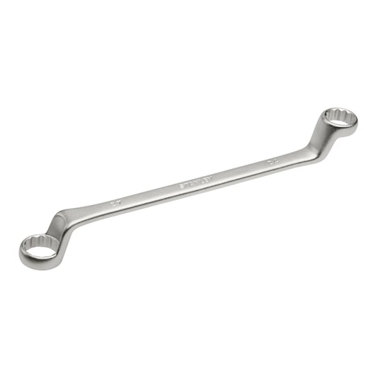 STANLEY 4-87-810 double box-end wrench, silver steel, tool photography, angled view on white background.