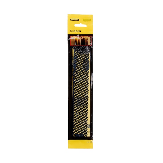 STANLEY 5-21-293 Surform blade in retail packaging, photographed from the front on white background.