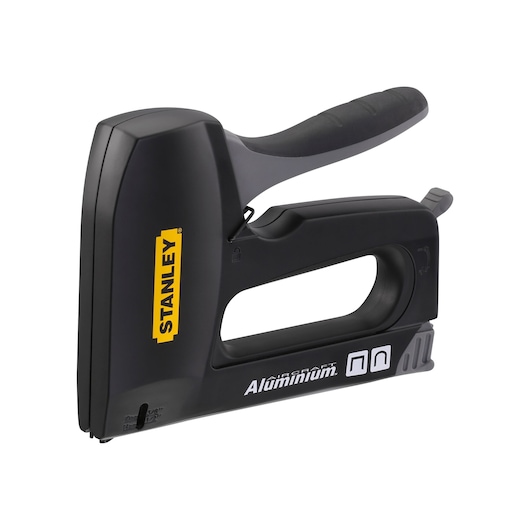 STANLEY 6-CT-10X aircraft aluminium hand staple gun, product side view, black and grey finish.