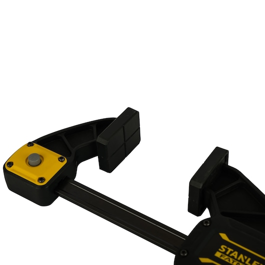 STANLEY FMHT0-83235 bar clamp in black and yellow, close-up on white background