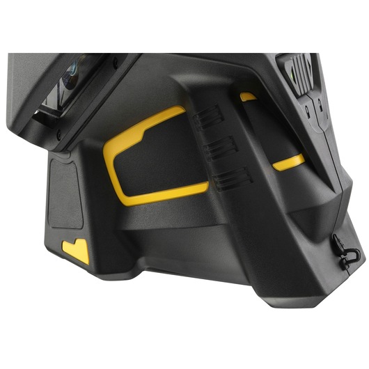 Photo of STANLEY FMHT1-77356 photography equipment black and yellow, close-up angle, showing textured housing.