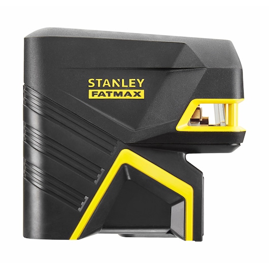 Stanley FATMAX laser level device with a black and yellow body, used for precise measurements in photography.