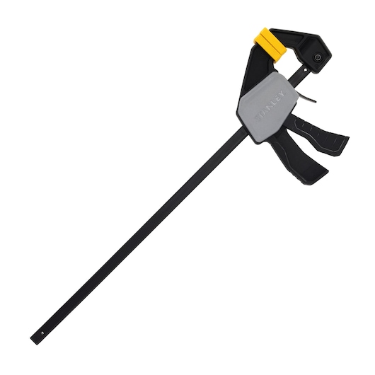 STANLEY FMHT83272-0 bar clamp in black and yellow, side view on white background.