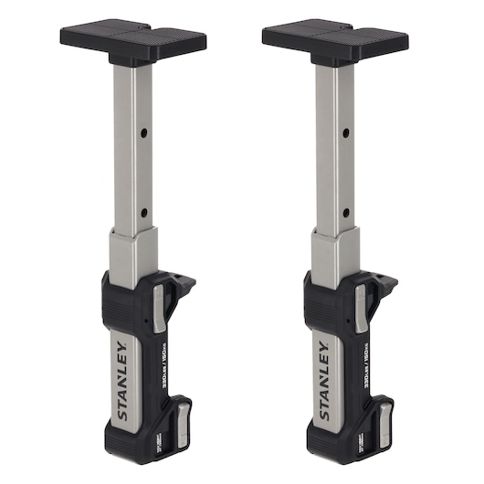 STANLEY FMHT83556 adjustable support rods, black and silver, pair, front angle on white background.