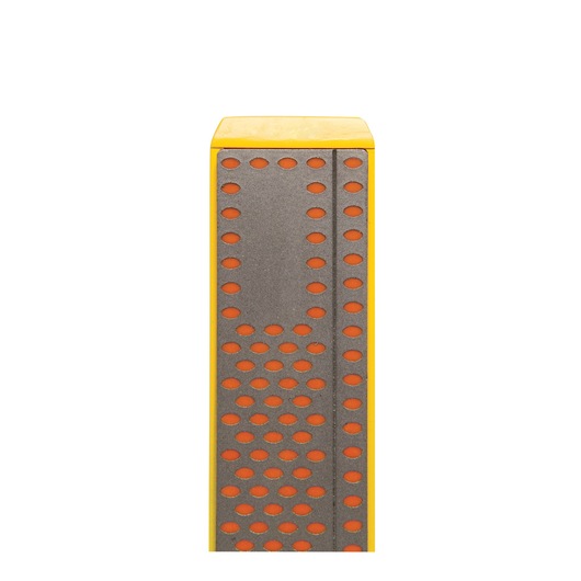 STANLEY STHT0-16144 diamond sharpening stone, rectangular, yellow and gray, front angle on white background.
