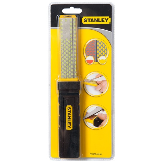 Stanley STHT0-16144 diamond sharpening tool in retail packaging, photographed from the front.