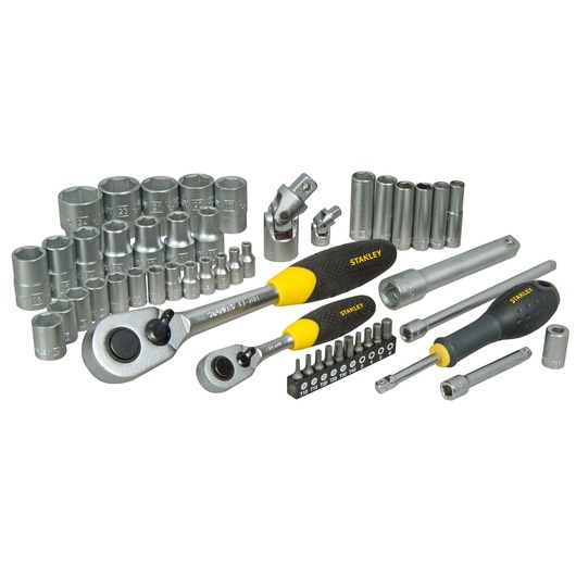 STANLEY STHT0-73928 socket and ratchet set, photo of full kit on white background.