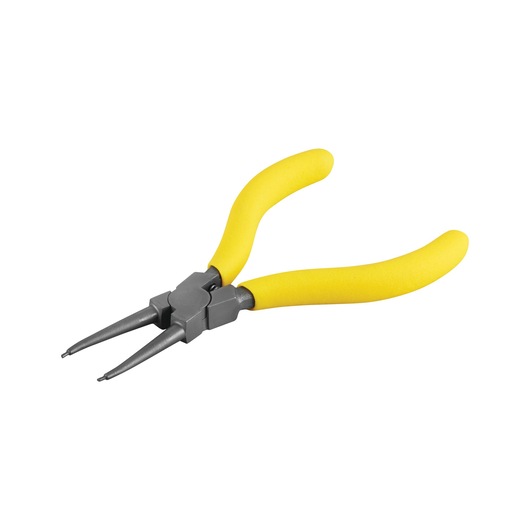 Round nose pliers with yellow handles, isolated on white background.