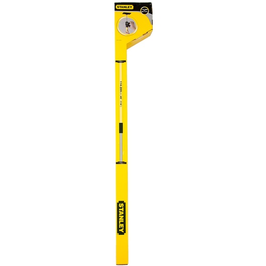 STANLEY STHT1-05932 measuring wheel, bright yellow, telescopic handle, front view on white background.