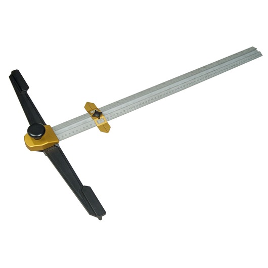 Stanley adjustable T-square with metal ruler and yellow locking mechanism for precise measuring and marking.