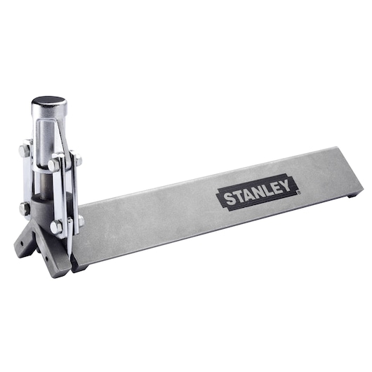Photo of STANLEY STHT1-16132 flooring tool with silver metal body, viewed from side on white background.