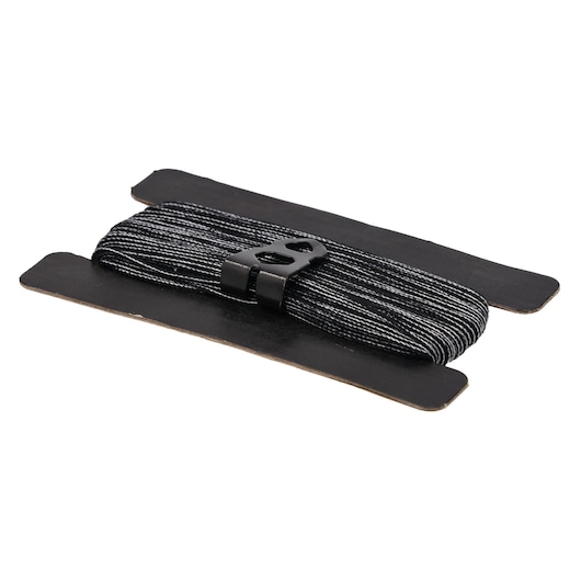 STANLEY STHT47613-0 photography of black and white braided string with holder, side angle, on white background.